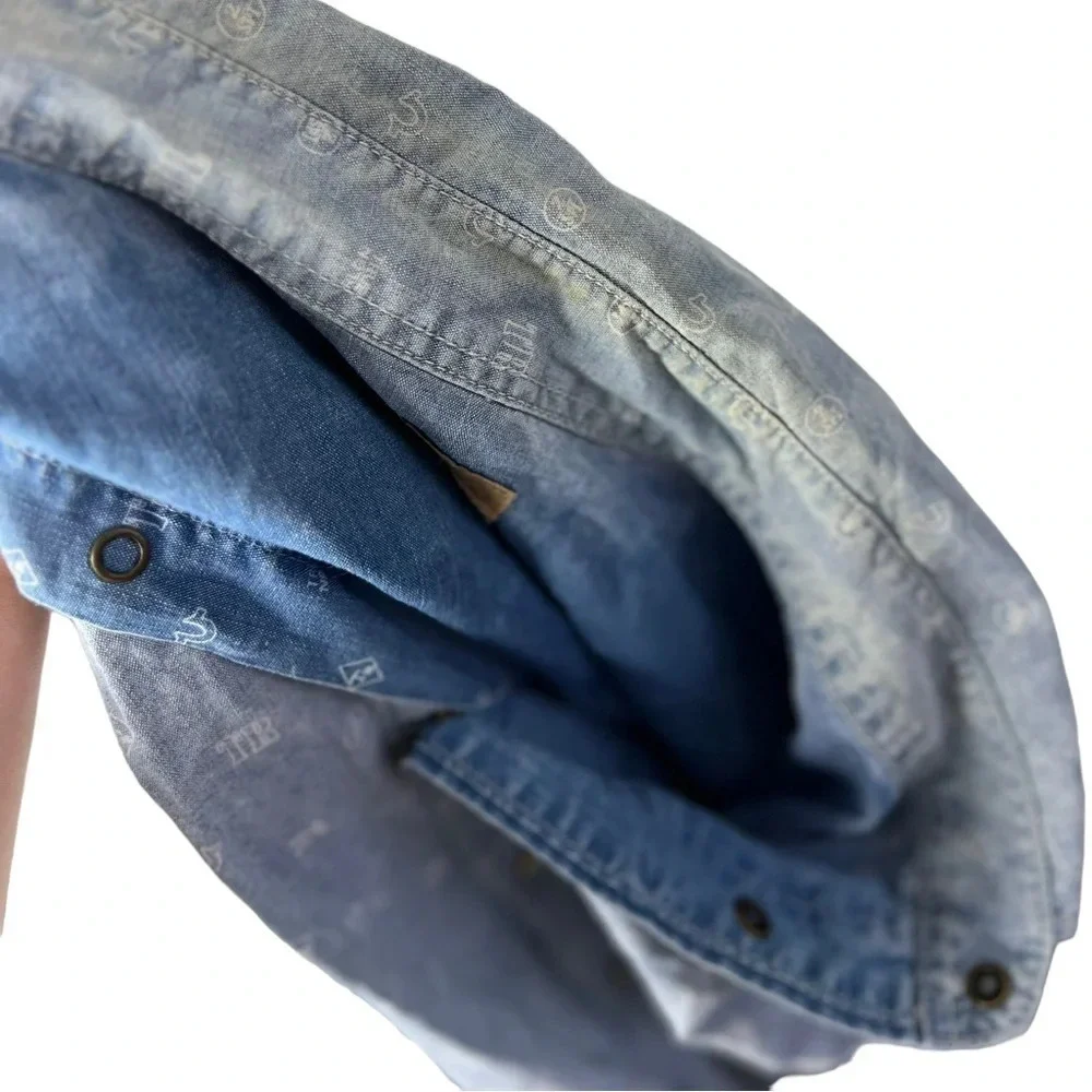 True Religion • All Over Logo Chambray Button Down Long Sleeve Shirt